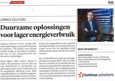 Luminus Solutions in de top 10 van de Trends Gazellen 2023 in Brussel!